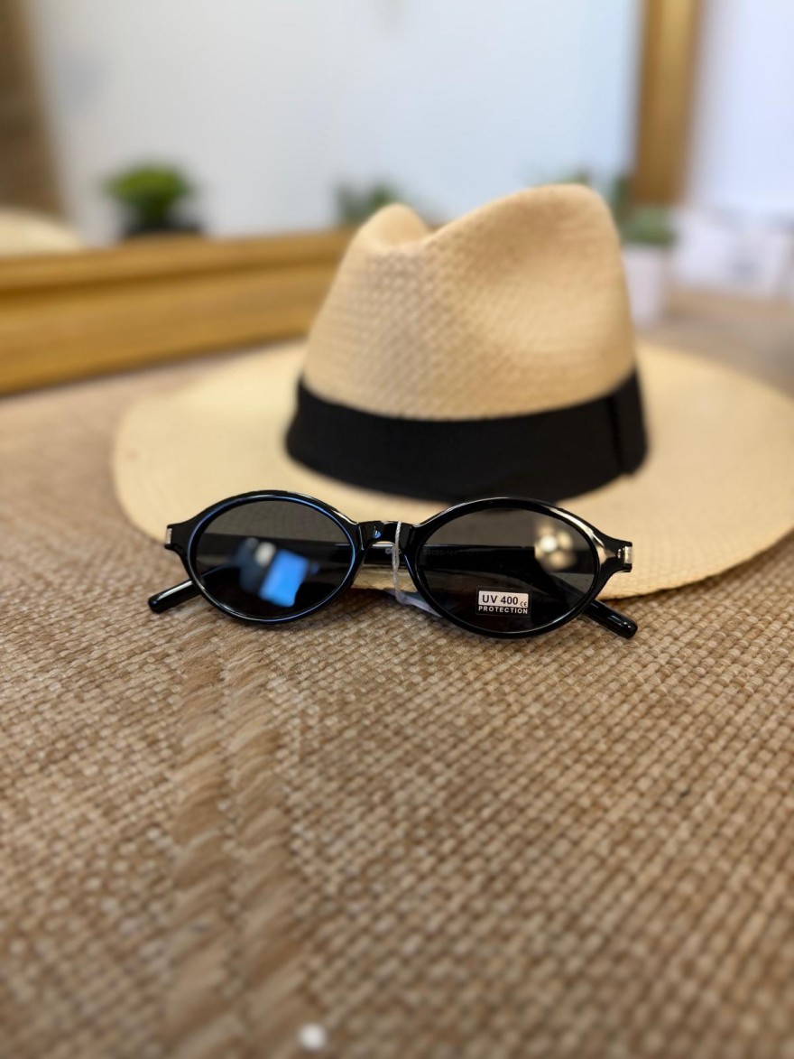 Lunettes de Soleil Ovales Noires Femme Vintage | Marina & Paloma