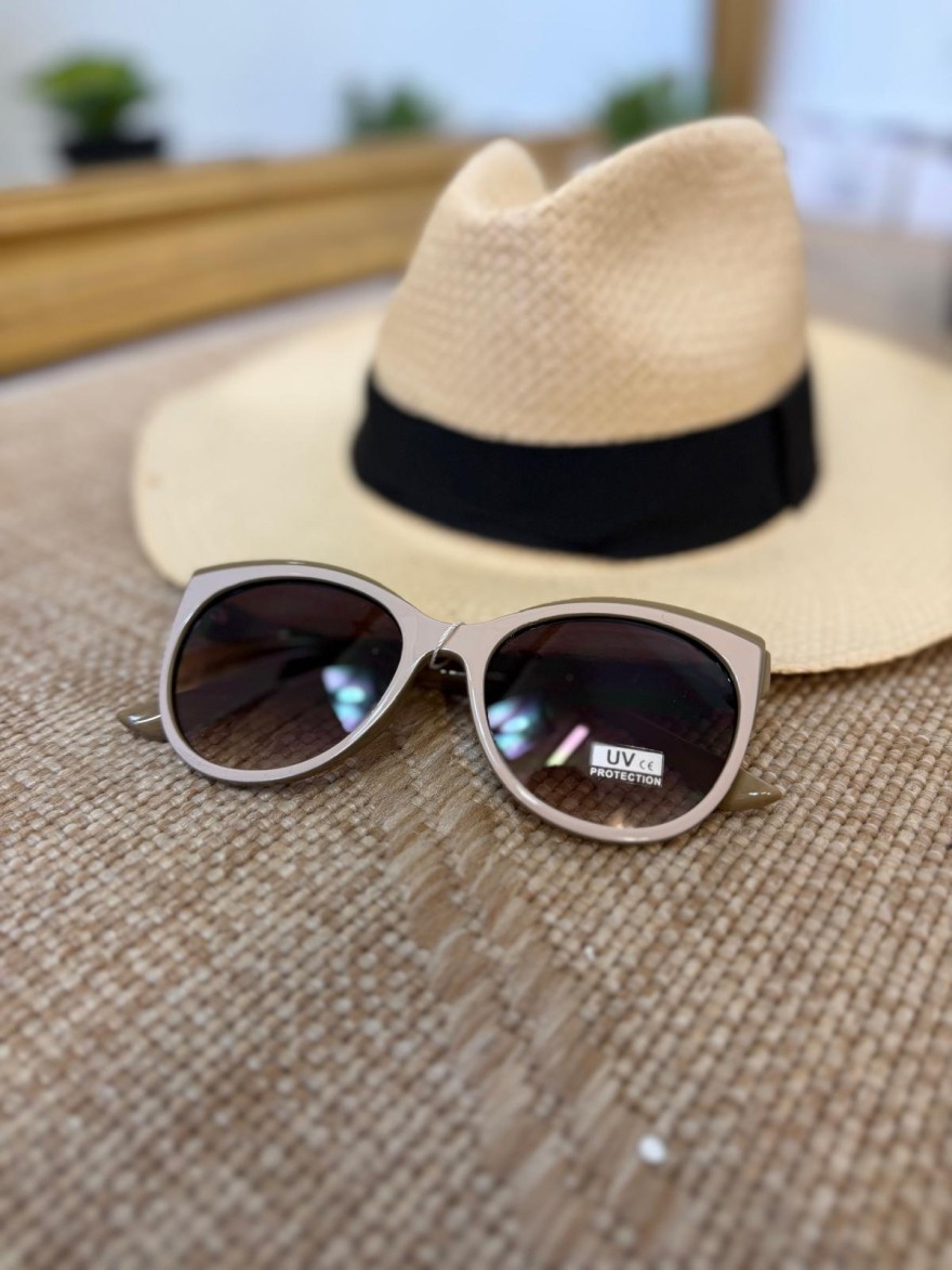 Lunettes de Soleil Rondes Beige Femme | Marina & Paloma