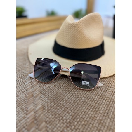 Lunettes de Soleil Carrées Blanc & Rose Doré Femme | Marina & Paloma