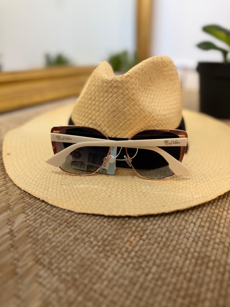 Lunettes de Soleil Carrées Blanc & Rose Doré Femme | Marina & Paloma