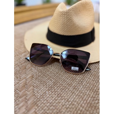 Lunettes de Soleil Carrées Noir & Rose Doré Femme | Marina & Paloma