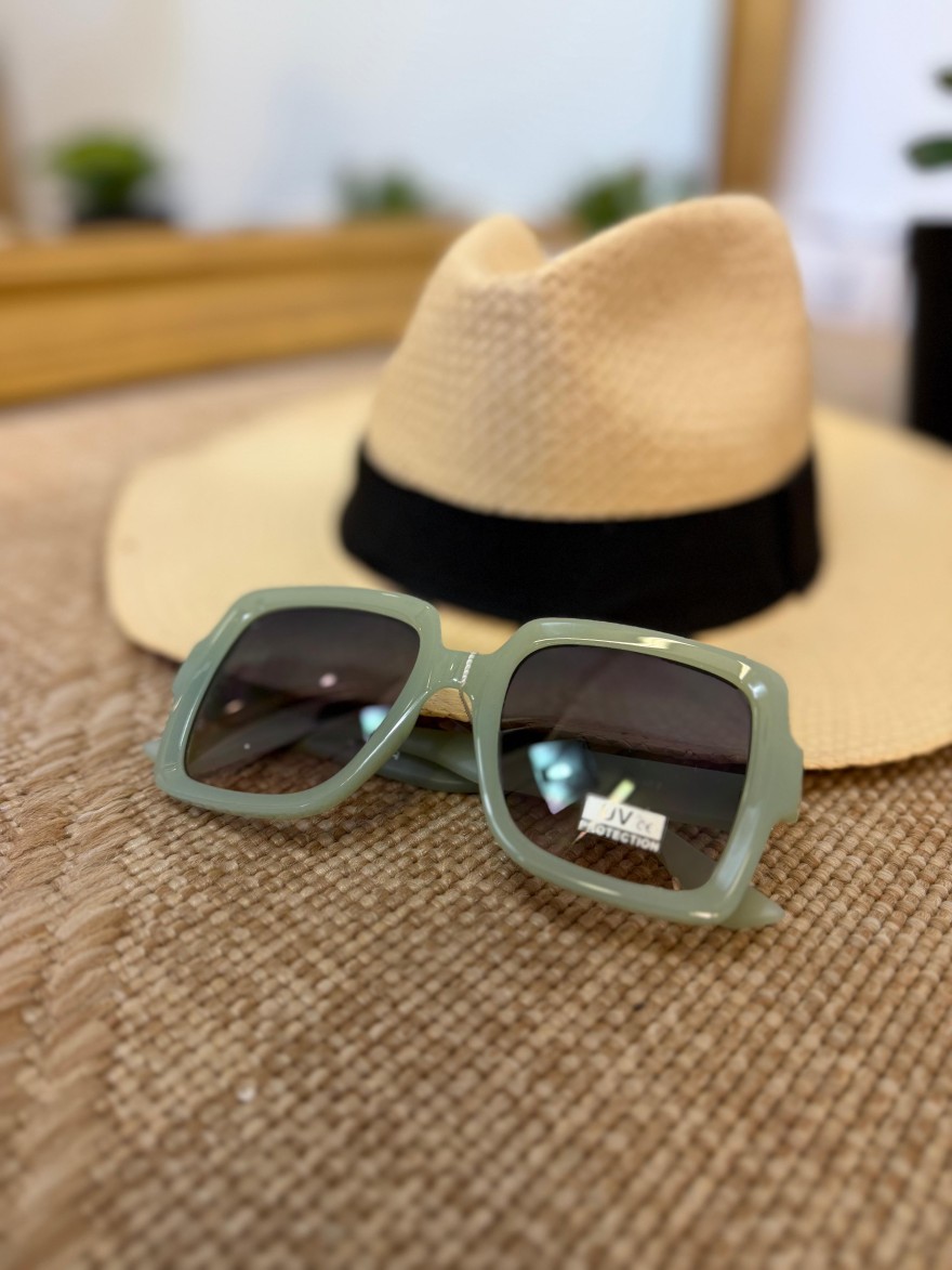 Lunettes de Soleil Carrées Vert Sauge Femme | Marina & Paloma