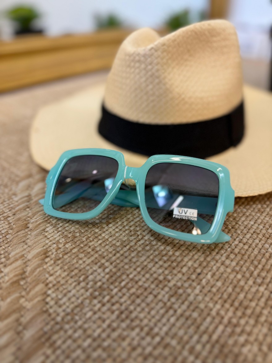 Lunettes de Soleil Carrées Bleu Turquoise Femme | Marina & Paloma