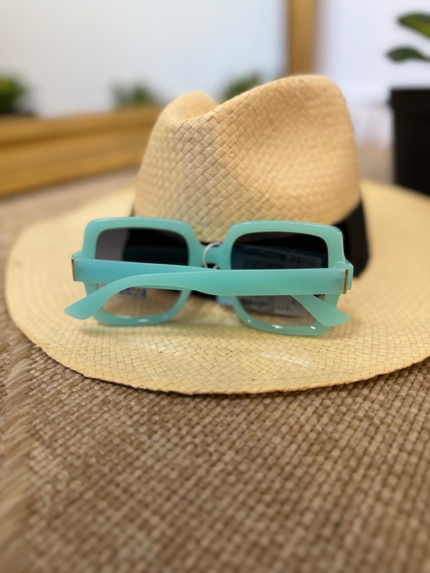 Lunettes de Soleil Carrées Bleu Turquoise Femme | Marina & Paloma