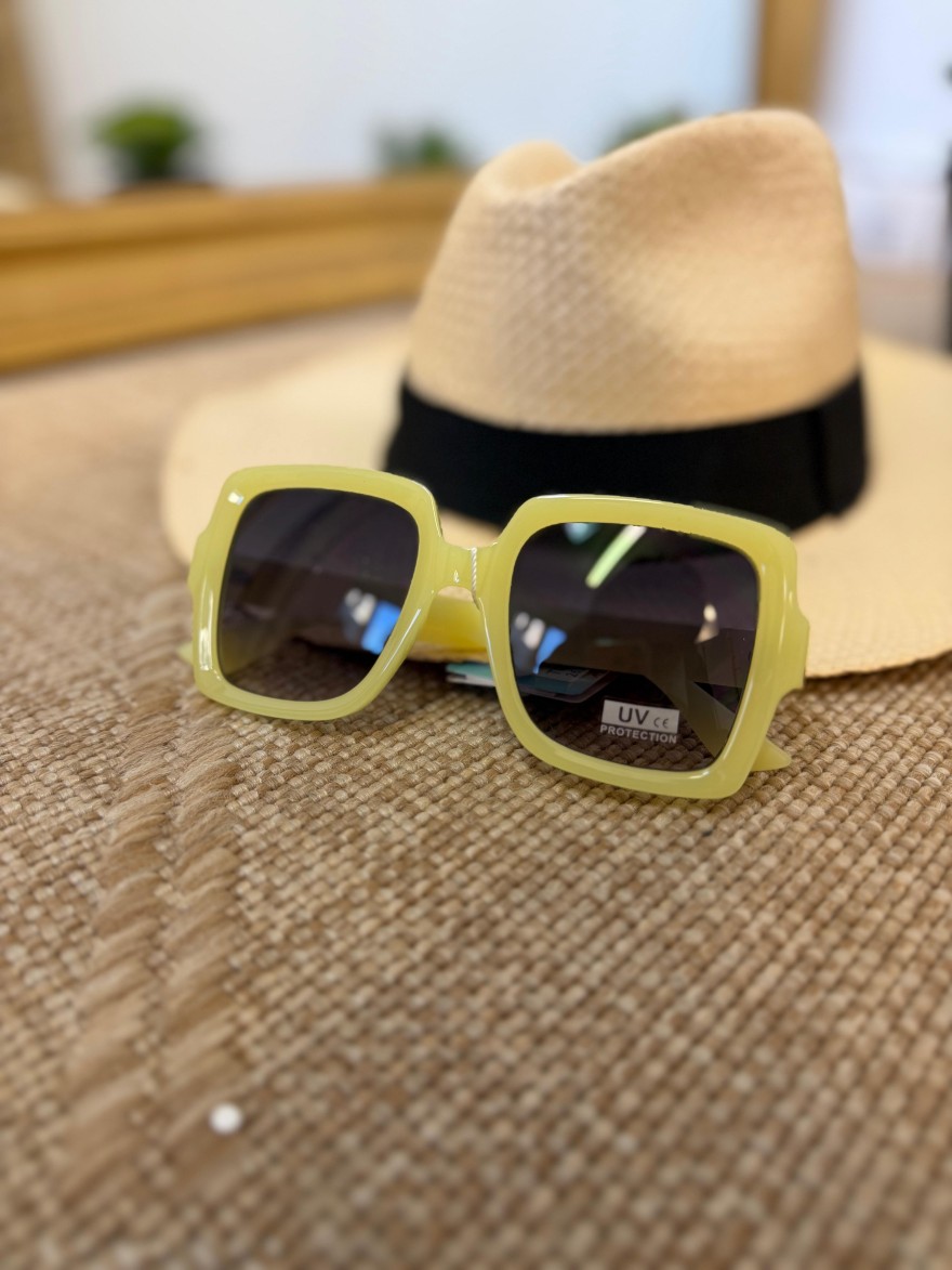 Lunettes de Soleil Carrées Jaune Pastel Femme | Marina & Paloma