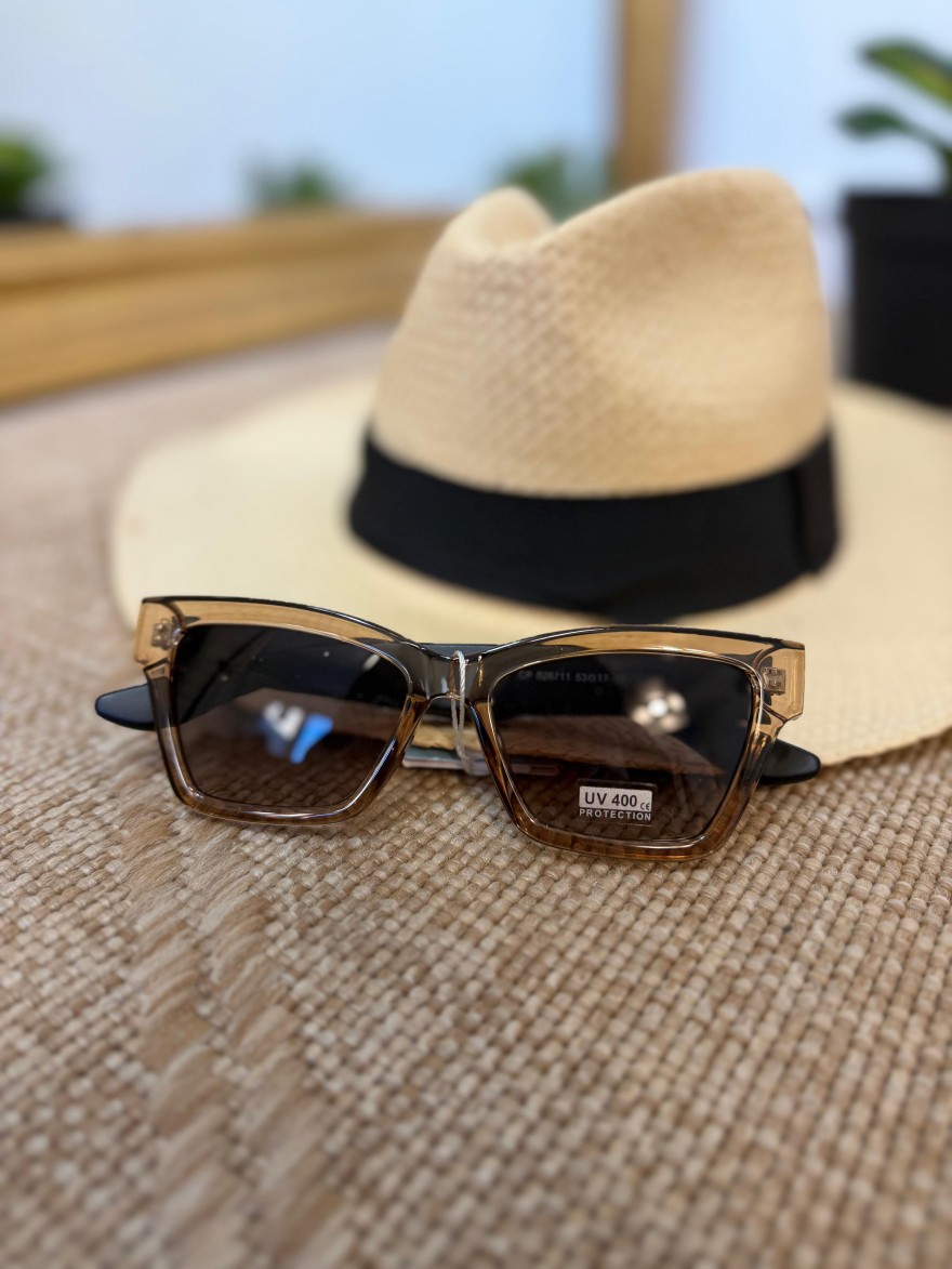Lunettes de Soleil Carrées Marron Transparent Femme | Marina & Paloma