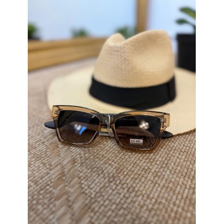 Lunettes de Soleil Carrées Marron Transparent Femme | Marina & Paloma