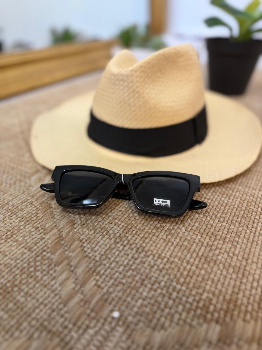 Lunettes de Soleil Rectangulaires Noires Femme | Marina & Paloma