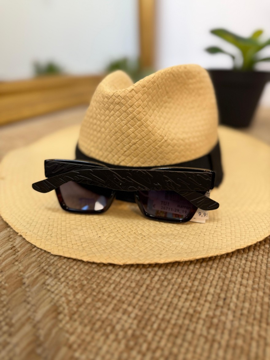 Lunettes de Soleil Rectangulaires Écaille Noire Femme | Marina & Paloma