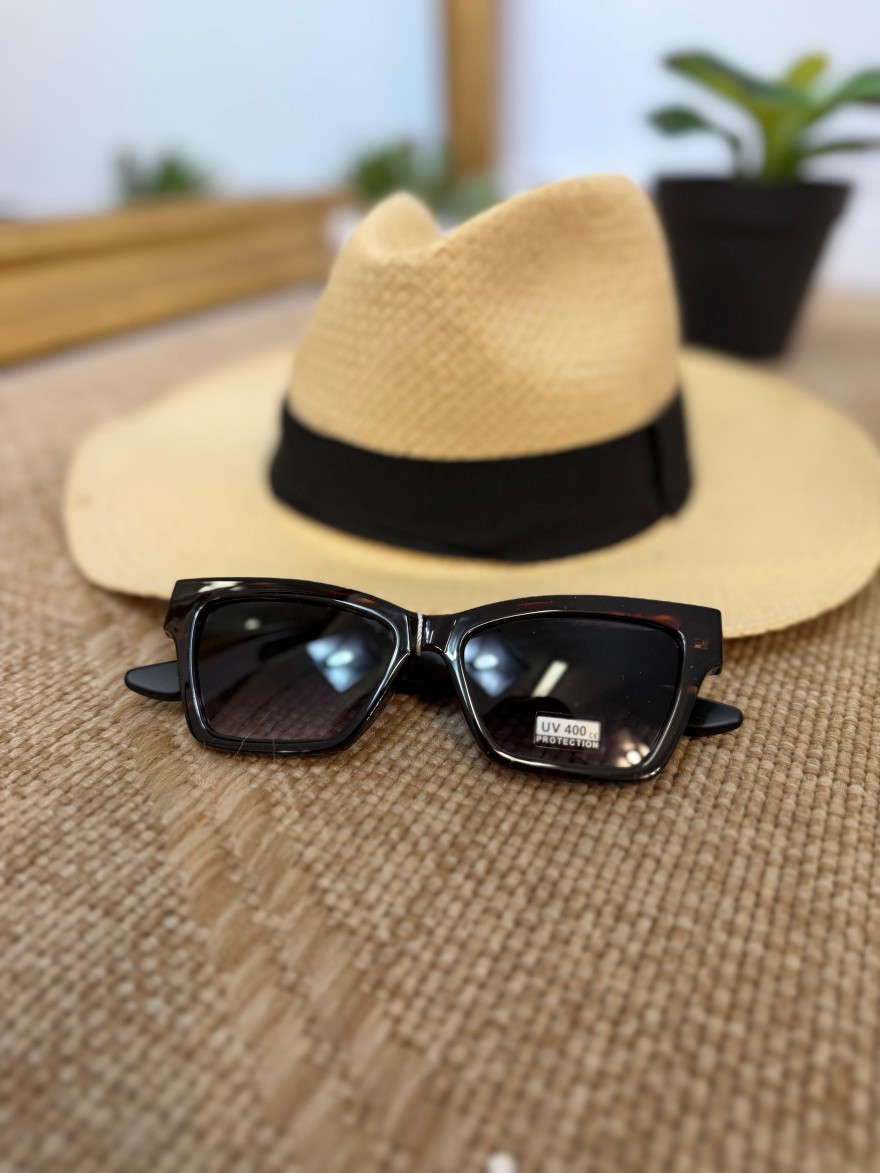 Lunettes de Soleil Rectangulaires Écaille Noire Femme | Marina & Paloma