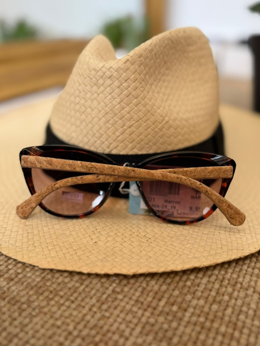 Lunettes de Soleil Papillon Écaille et Liège Femme | Marina & Paloma