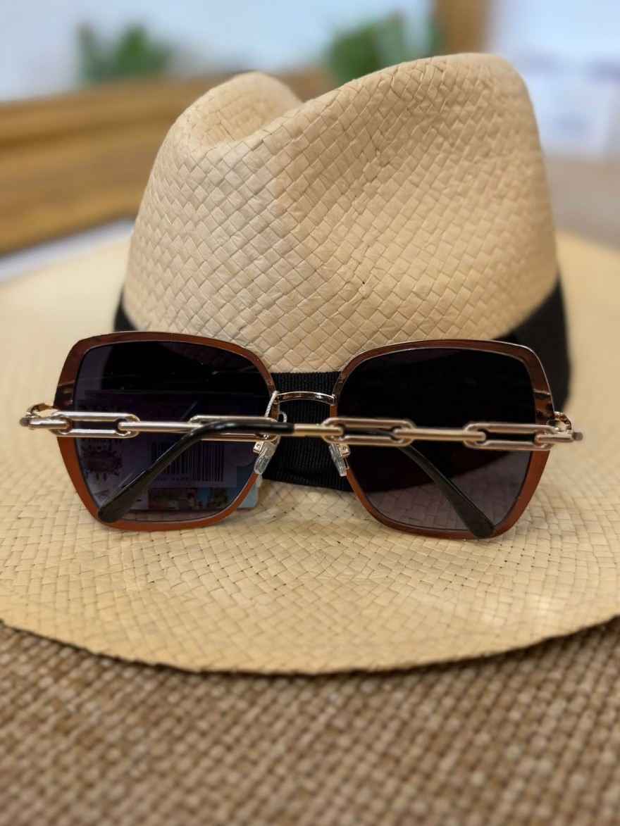 Lunettes de Soleil Blanches Femme Chaîne Dorée | Marina & Paloma