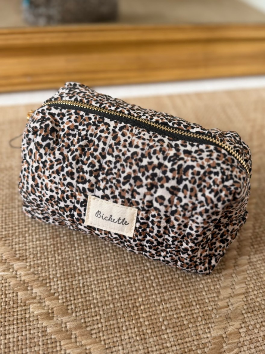Trousse de Toilette Matelassée Léopard Bichette | Marina & Paloma Chic