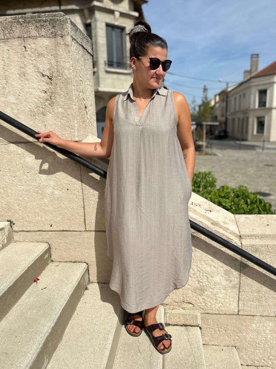 Robe Longue en Viscose Légère Col Chemise Camillia | Marina & Paloma