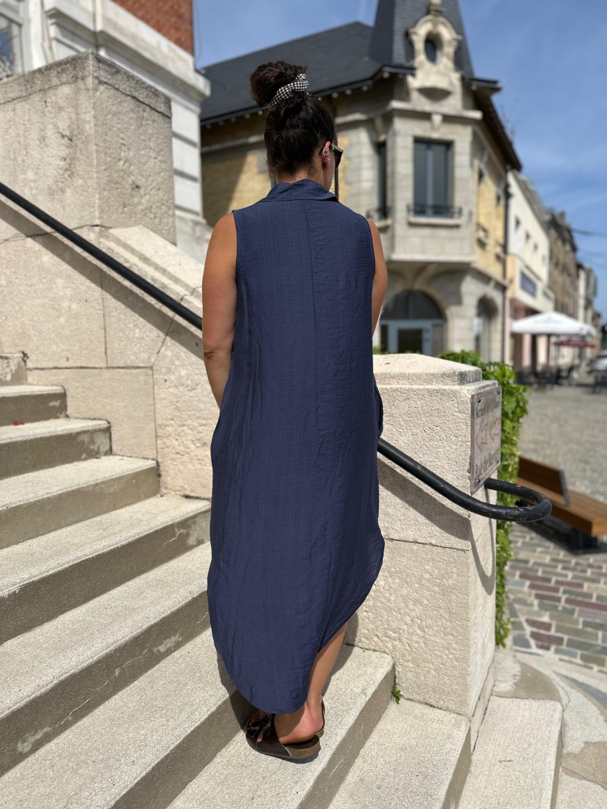 Robe Longue en Viscose Légère Col Chemise Camillia | Marina & Paloma