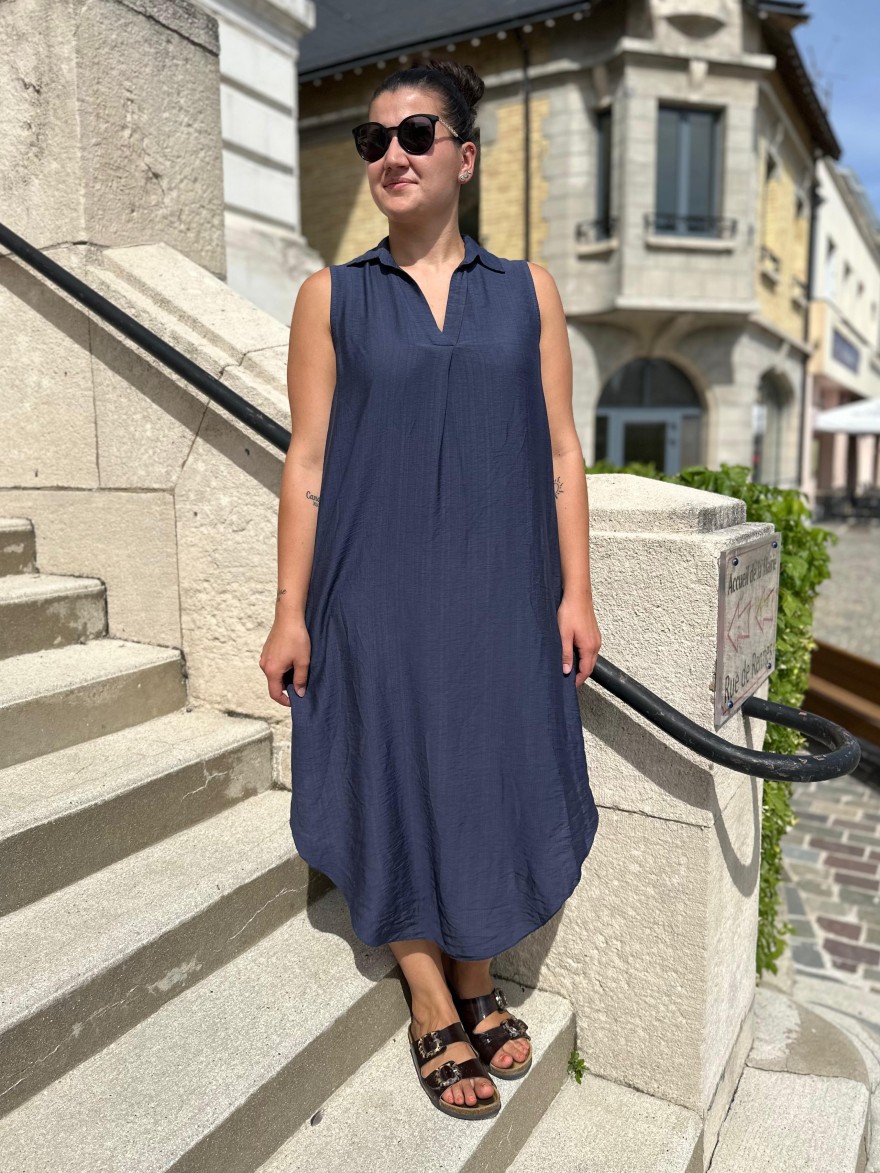 Robe Longue en Viscose Légère Col Chemise Camillia | Marina & Paloma