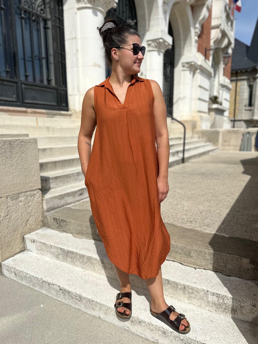 Robe Longue en Viscose Légère Col Chemise Camillia | Marina & Paloma