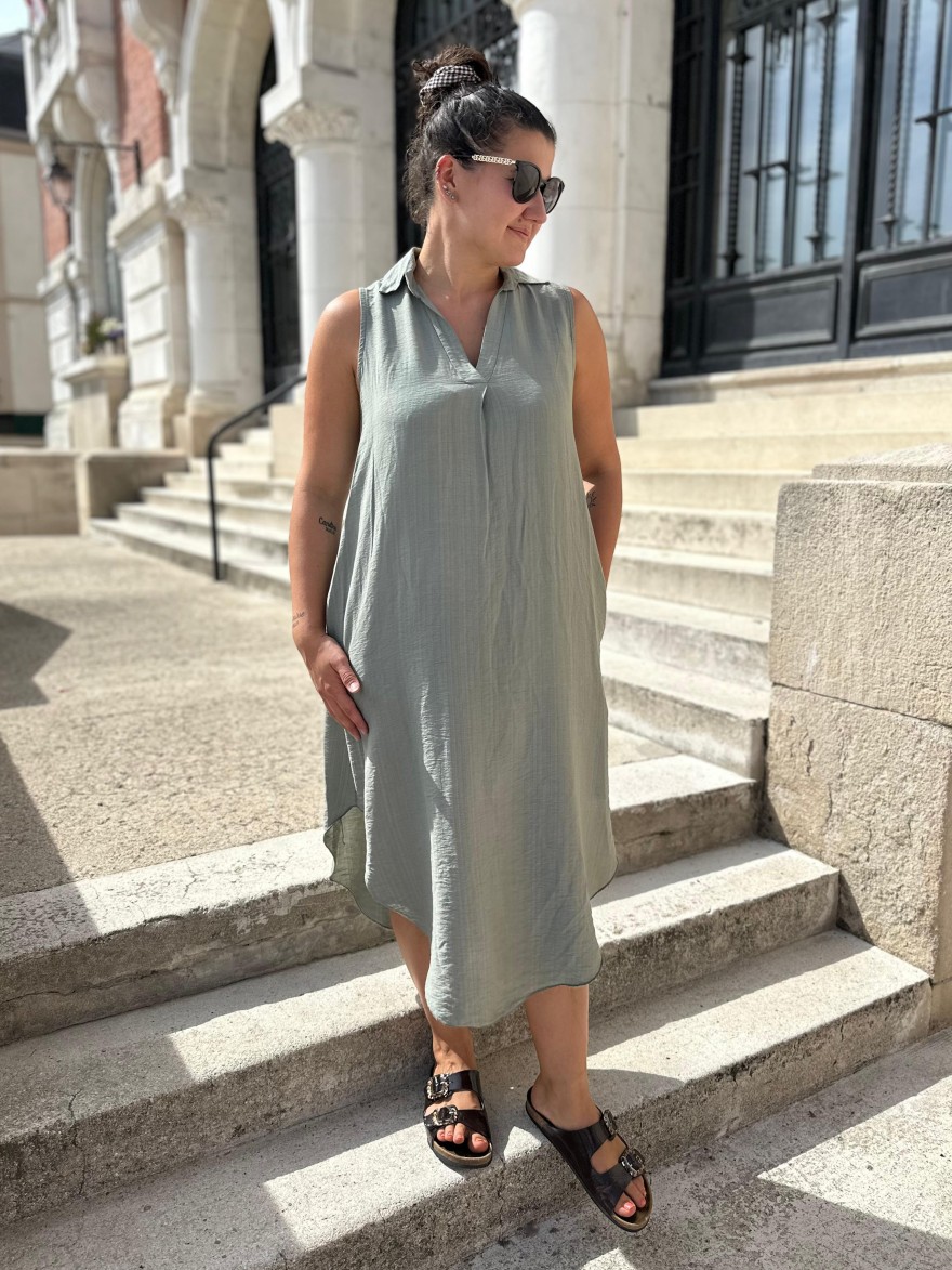 Robe Longue en Viscose Légère Col Chemise Camillia | Marina & Paloma