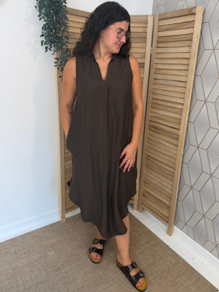 Robe Longue en Viscose Légère Col Chemise Camillia | Marina & Paloma
