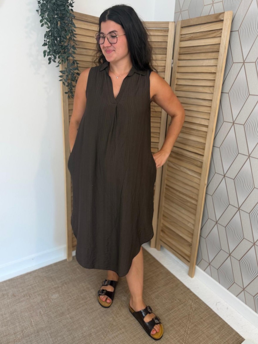 Robe Longue en Viscose Légère Col Chemise Camillia | Marina & Paloma