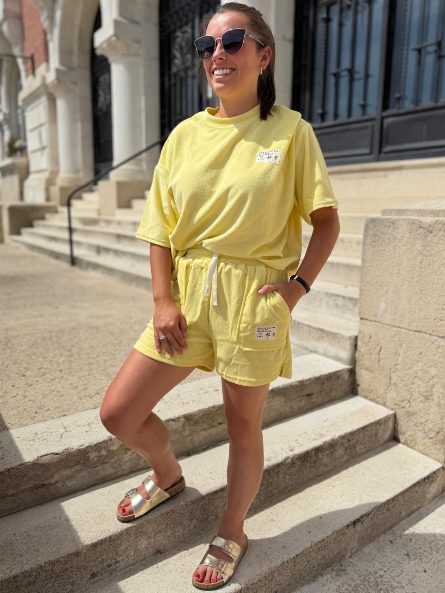Short en Éponge Jaune Season Femme | Marina & Paloma