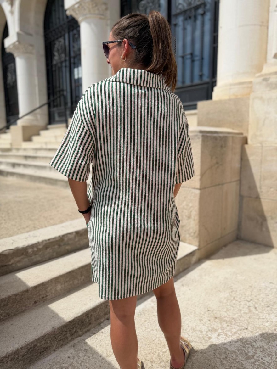 Robe Droite Rayée Col Chemise Season Femme | Marina & Paloma