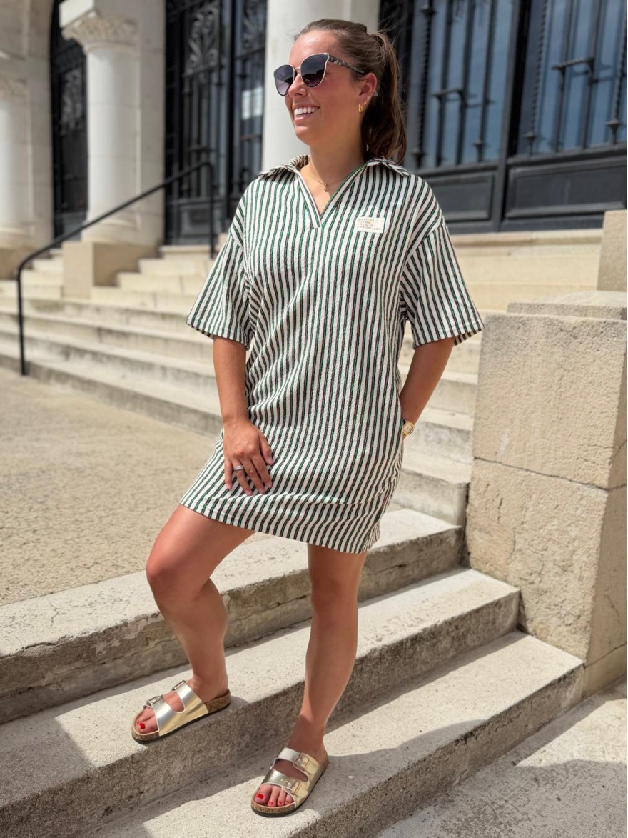 Robe Droite Rayée Col Chemise Season Femme | Marina & Paloma