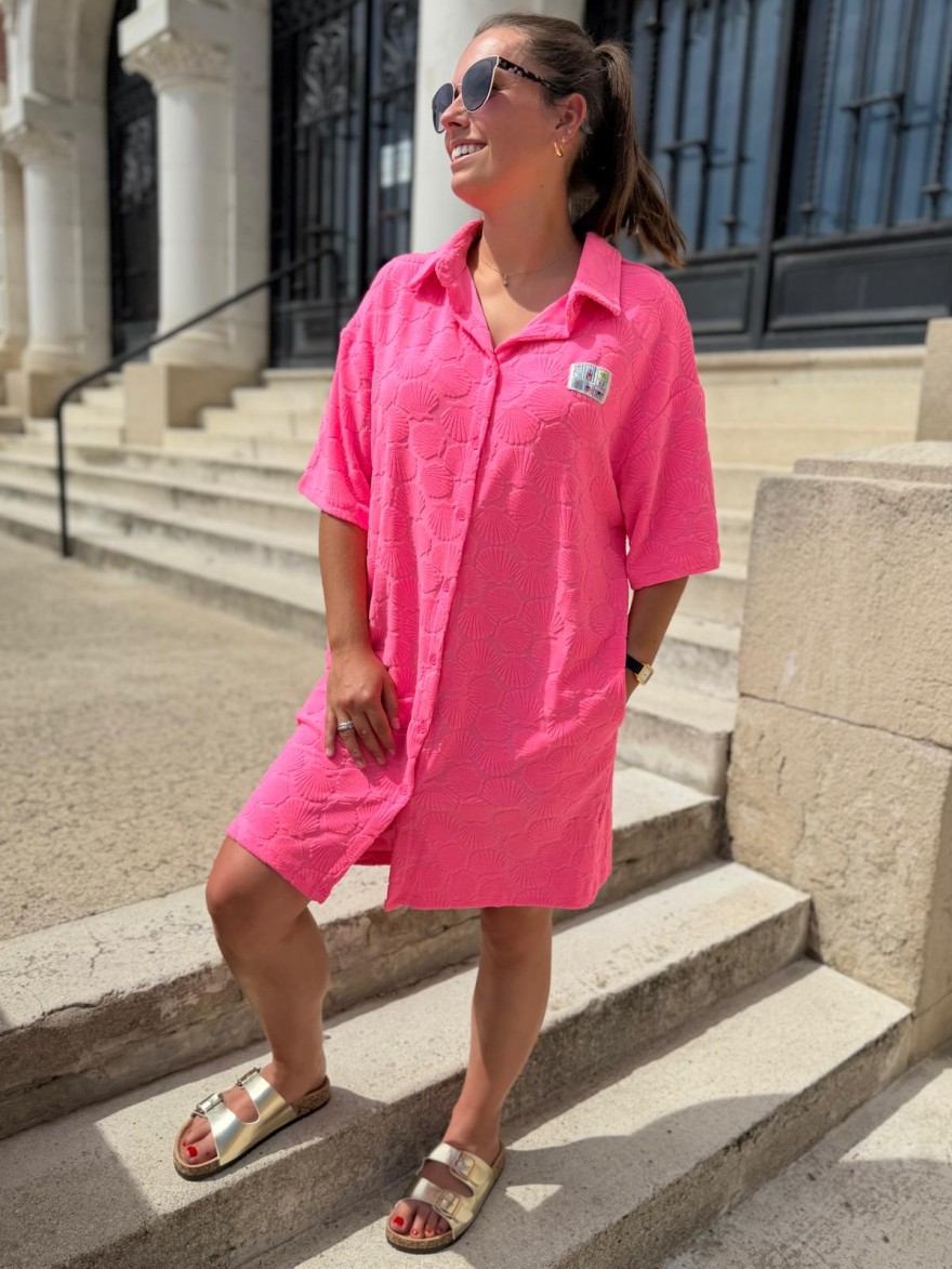 Robe Chemise en Éponge Rose Season Femme | Marina & Paloma