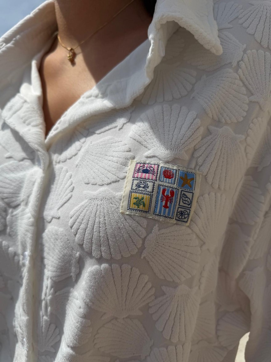 Robe Chemise en Éponge Beige Effet Coquillage Season | Marina & Paloma