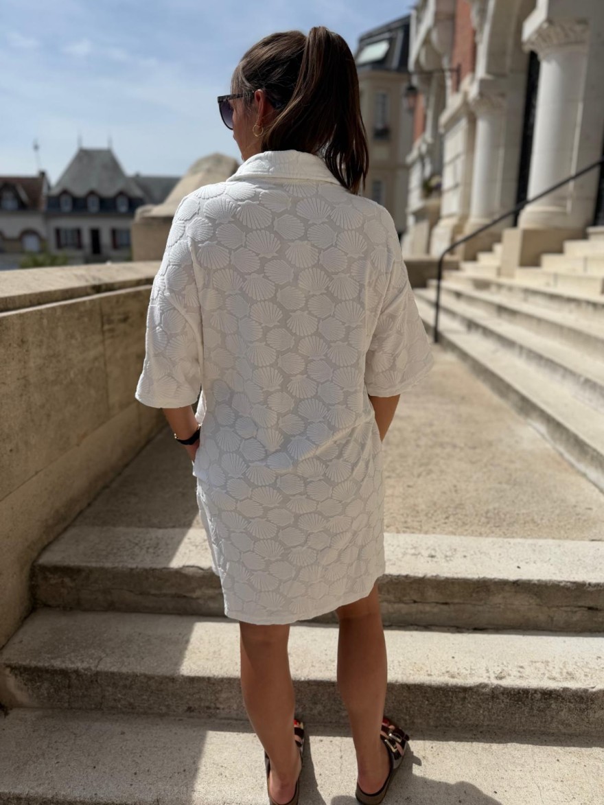 Robe Chemise en Éponge Beige Effet Coquillage Season | Marina & Paloma