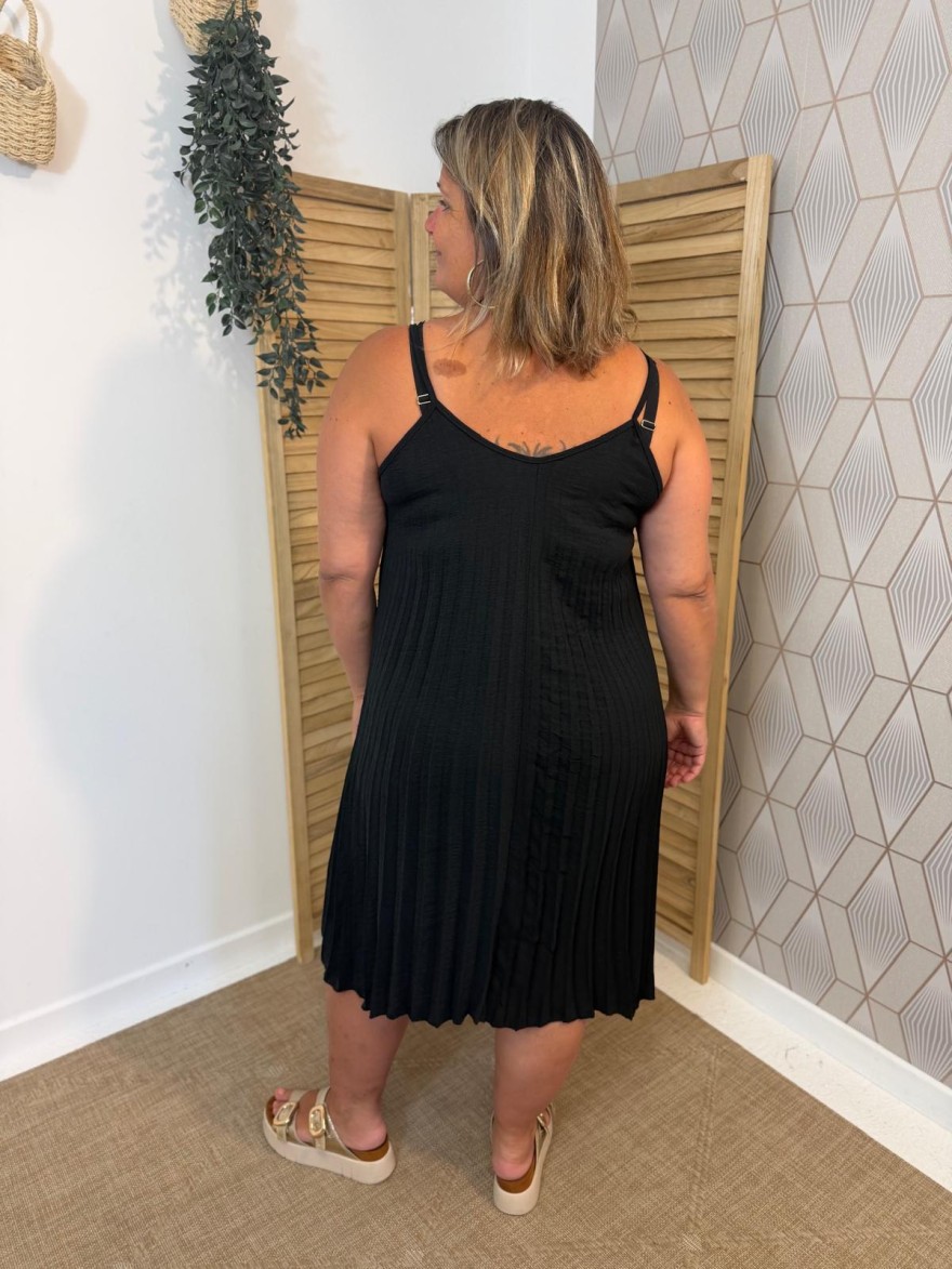 Robe Plissée Fine Bretelle Unie Légère Taille Unique | Marina & Paloma