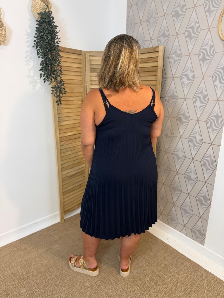 Robe Plissée Fine Bretelle Unie Légère Taille Unique | Marina & Paloma