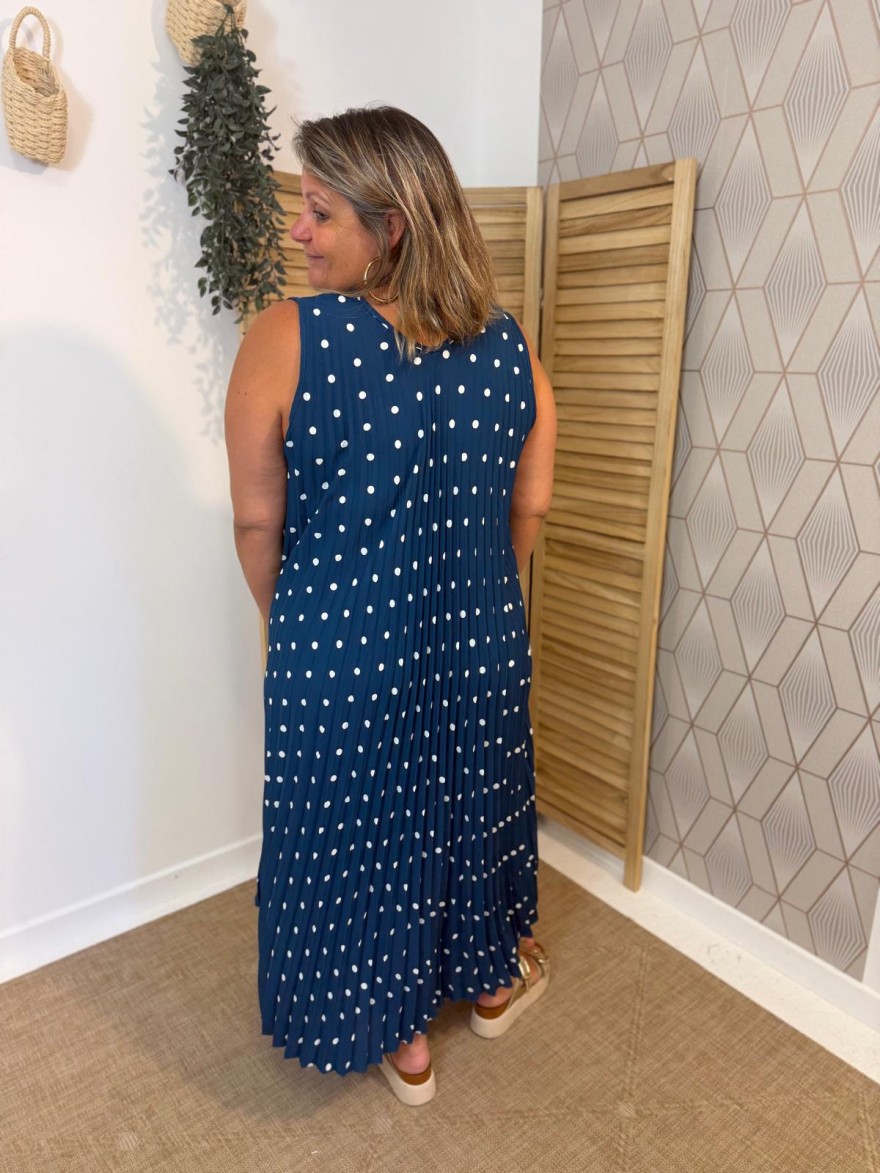 Robe longue plissée à pois grande taille | Marina & Paloma