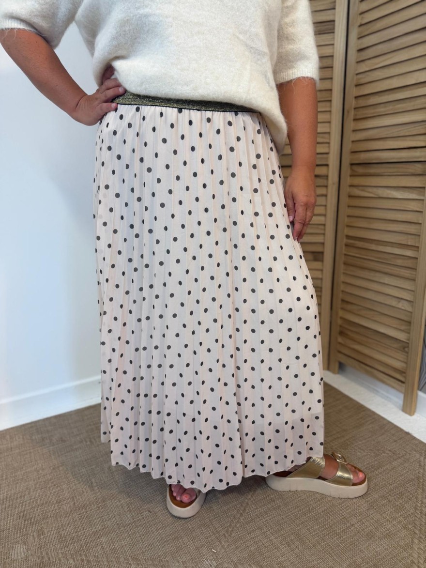 Jupe Longue Plissée à Pois Grande Taille élégante | Marina & Paloma
