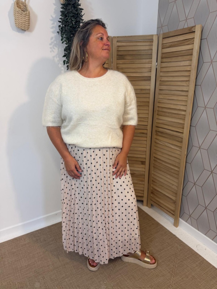 Jupe Longue Plissée à Pois Grande Taille élégante | Marina & Paloma