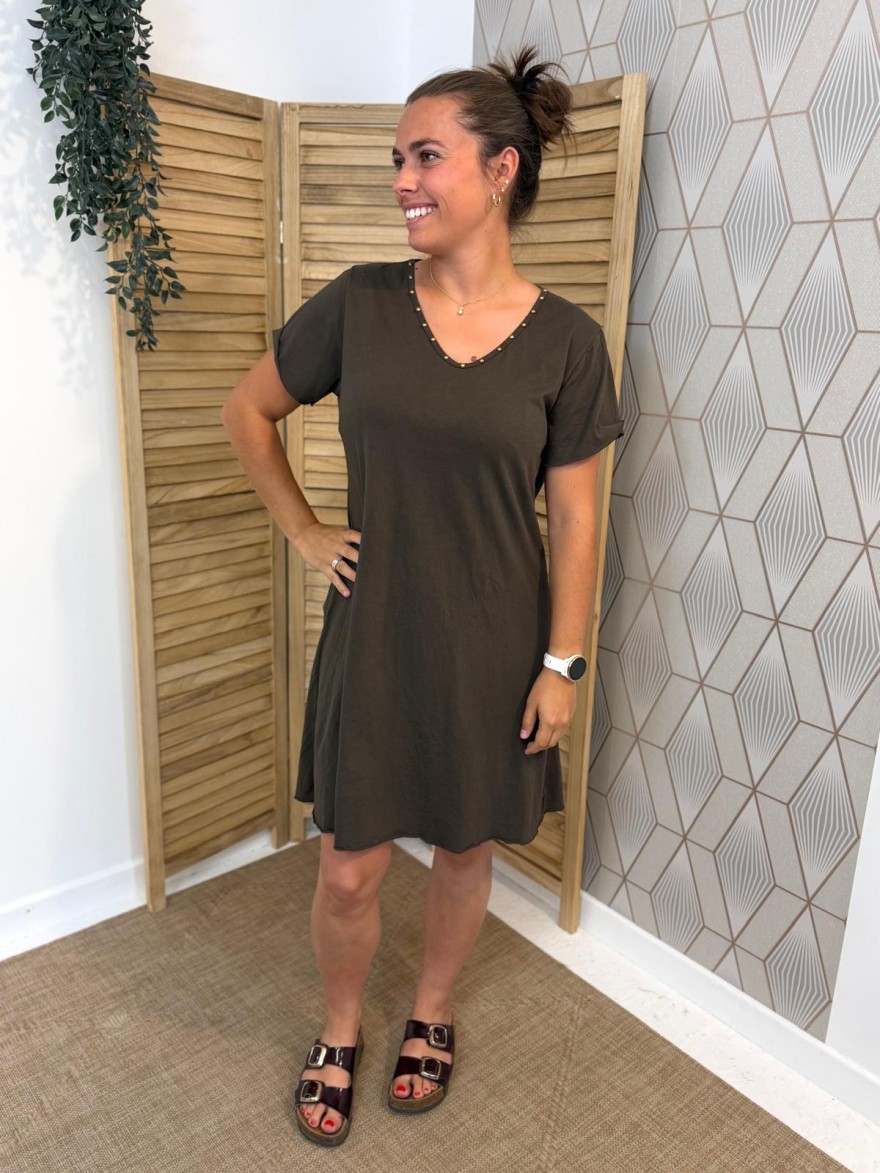 Robe Courte en Coton Avec Clous sur le Col Camillia | Marina & Paloma