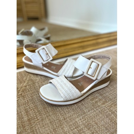 Nu-Pieds Compensés Remonte Blanc D6453-81 Confort Élégant Femme | Marina & Paloma