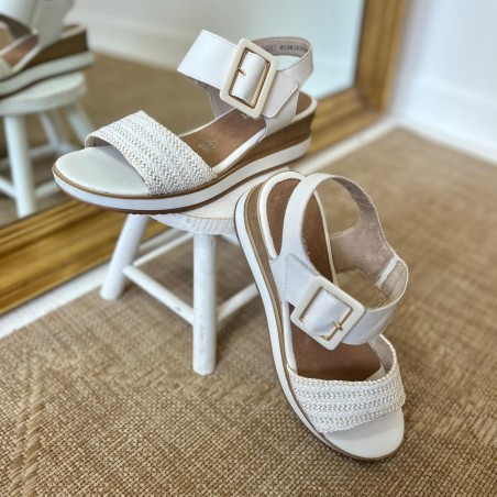 Nu-Pieds Compensés Remonte Blanc D6453-81 Confort Élégant Femme | Marina & Paloma