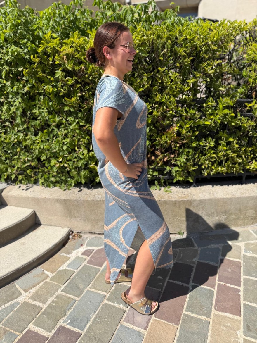Robe Droite Col V en Lurex Camillia | Marina & Paloma