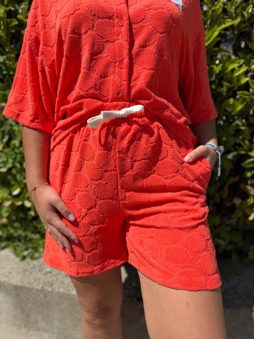 Short en Éponge Rouge Effet Coquillage Season | Marina & Paloma