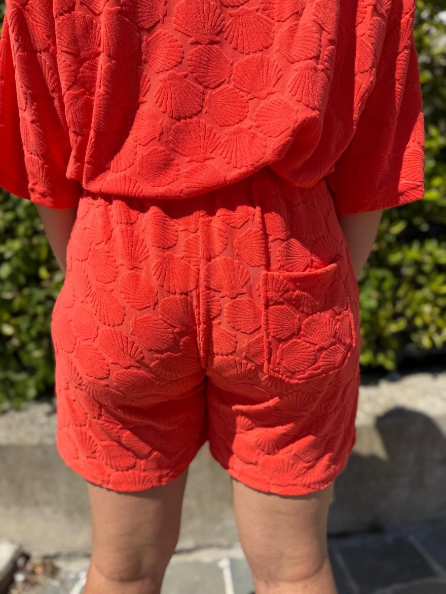Short en Éponge Rouge Effet Coquillage Season | Marina & Paloma