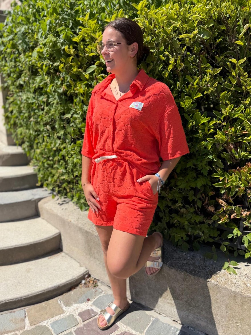 Short en Éponge Rouge Effet Coquillage Season | Marina & Paloma