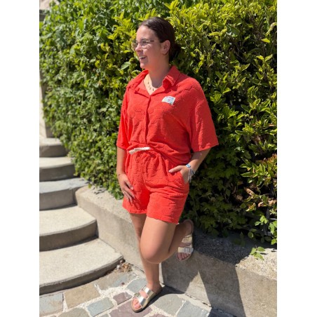 Short en Éponge Rouge Effet Coquillage Season | Marina & Paloma