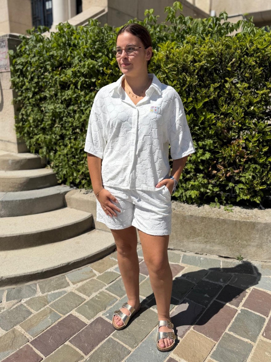Short en Éponge Beige Reflet Coquillage Season | Marina & Paloma