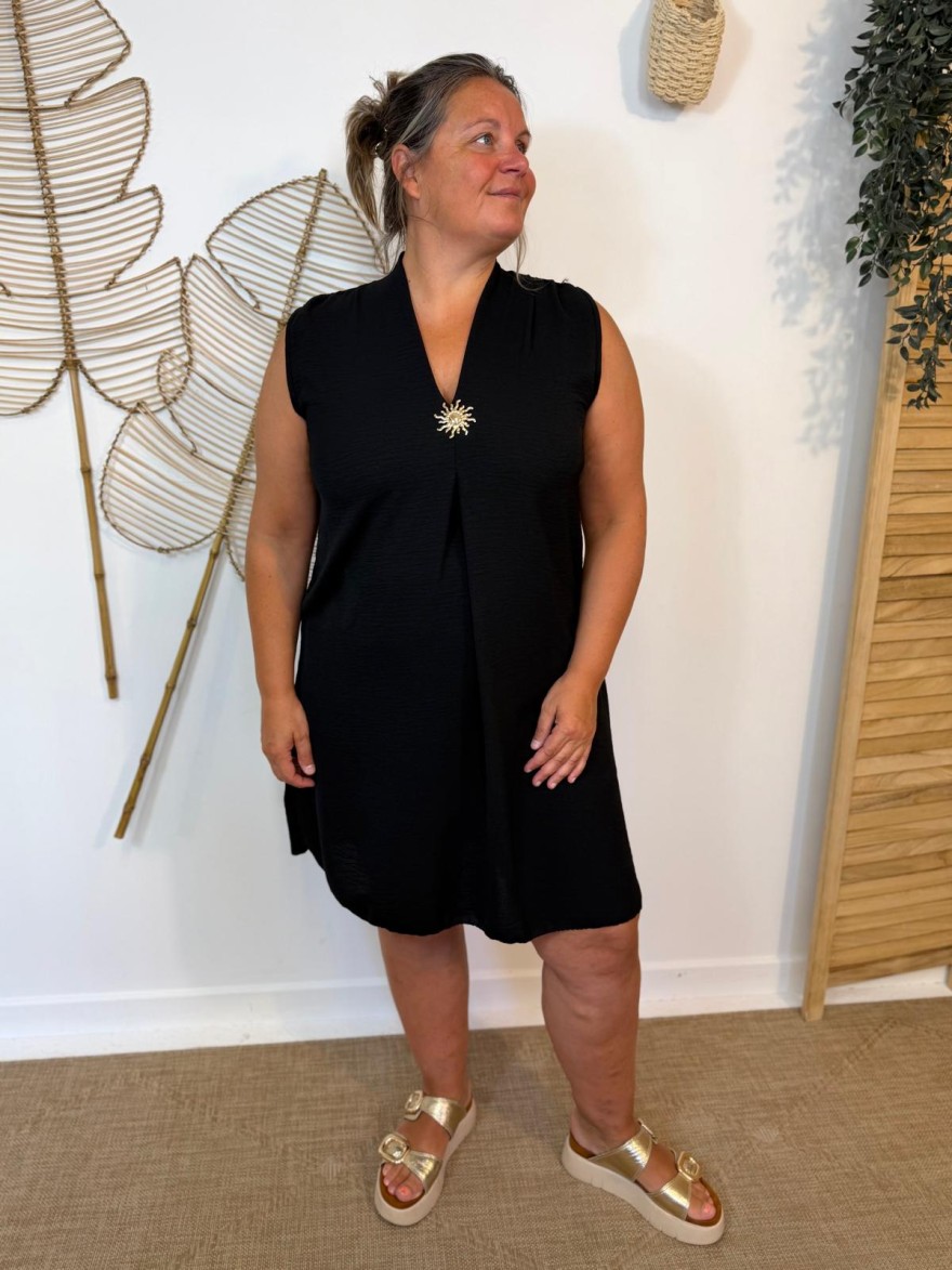 Robe Fluide Femme avec Broche Soleil | Marina & Paloma