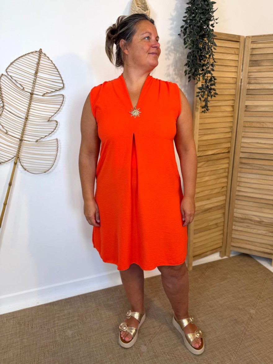 Robe Fluide Femme avec Broche Soleil | Marina & Paloma