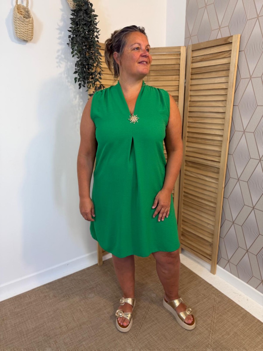 Robe Fluide Femme avec Broche Soleil | Marina & Paloma
