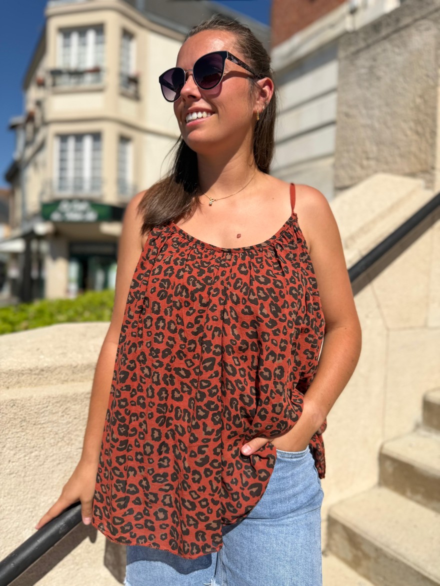 Débardeur Léopard en Voile de Coton Camillia | Marina & Paloma