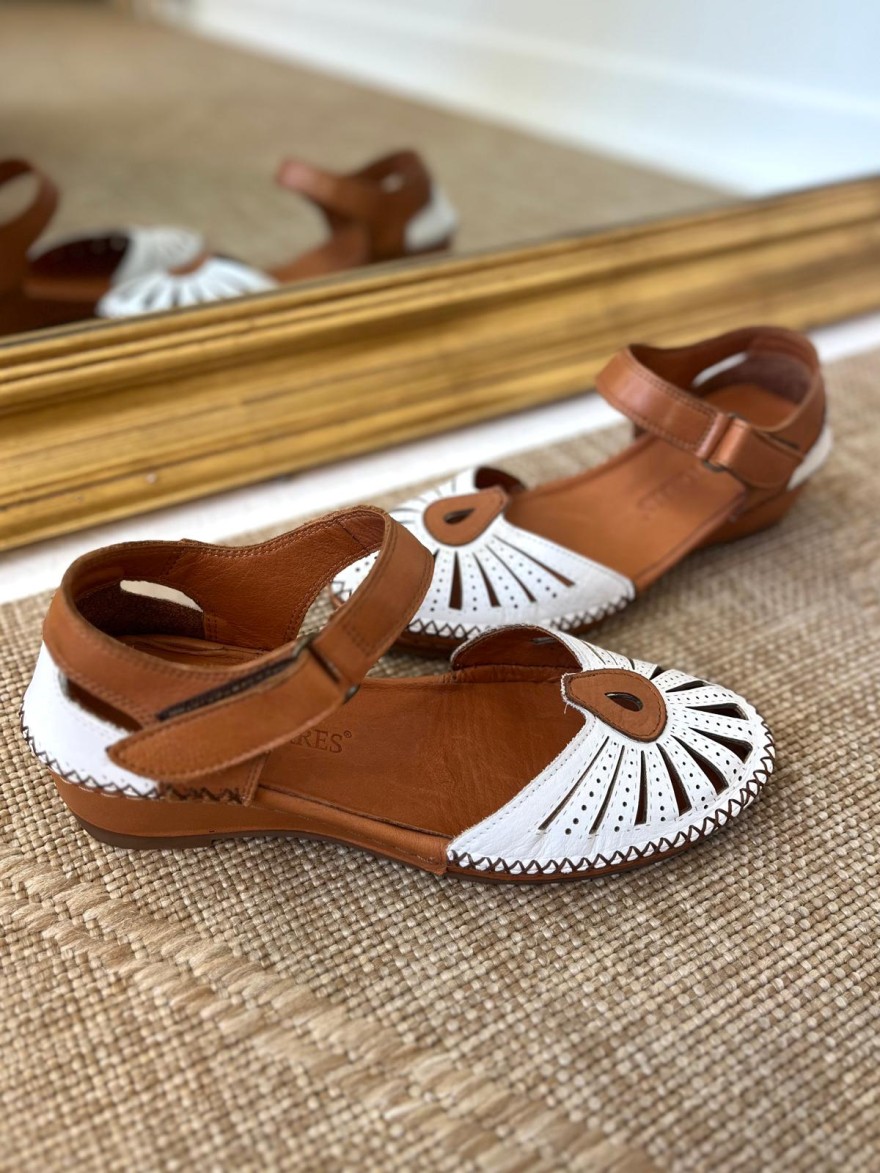 Sandale Compensée Pedro Torres Camel Blanc en promo | Marina & Paloma