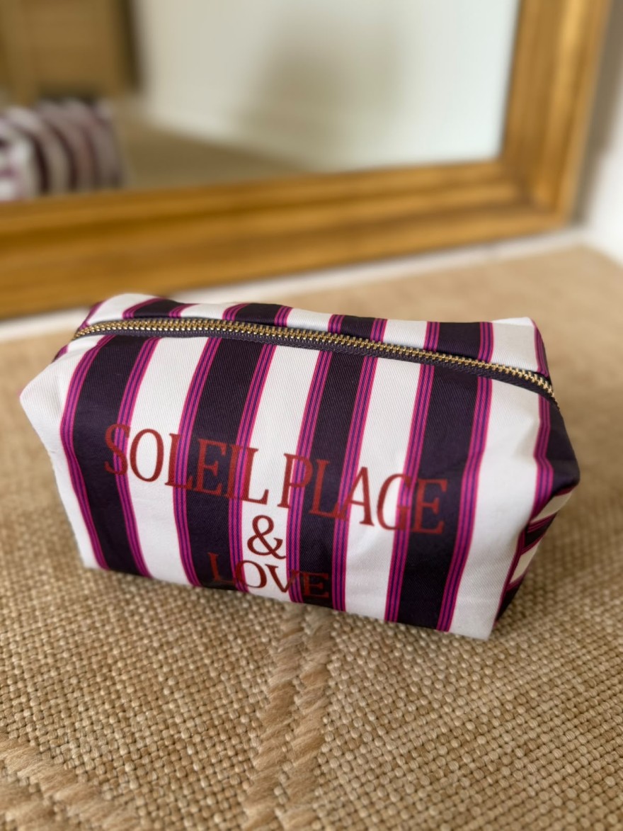 Trousse de Toilette Rayée Message Tendance | Marina & Paloma Colorée